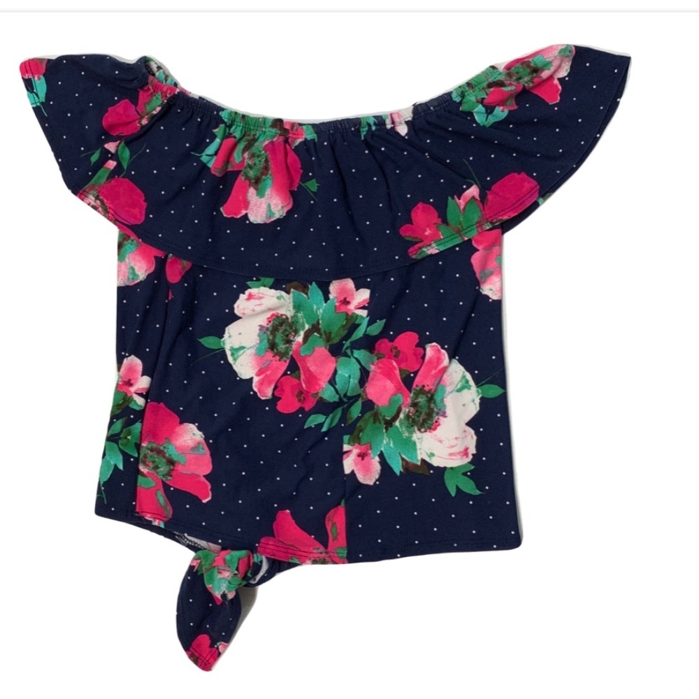 🆕 Shiny Happy Floral Tie Front Top